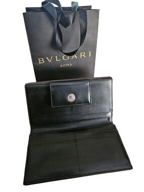 Authentic Bvlgari Monogram Logomania Folding Denim & Leather Wallet